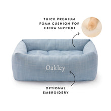 Load image into Gallery viewer, Chambray Blue Bolster Dog Bed