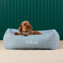 Load image into Gallery viewer, Chambray Blue Bolster Dog Bed